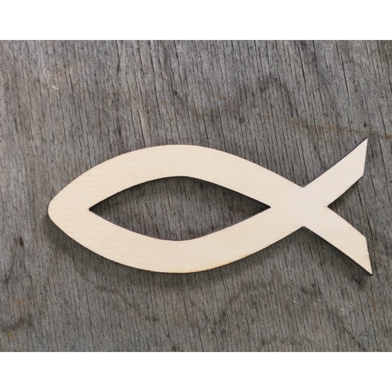 2"-20" Fishor unsanded - Jesus fish Wood Cutout - wood cutout by Growing Tree Gallery