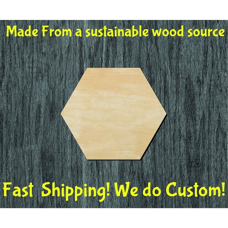 2"-20" Hexagon Cut-outs -Sanded or unsanded- Honeycomb shape Wood Cutout - wood cutout by Growing Tree Gallery