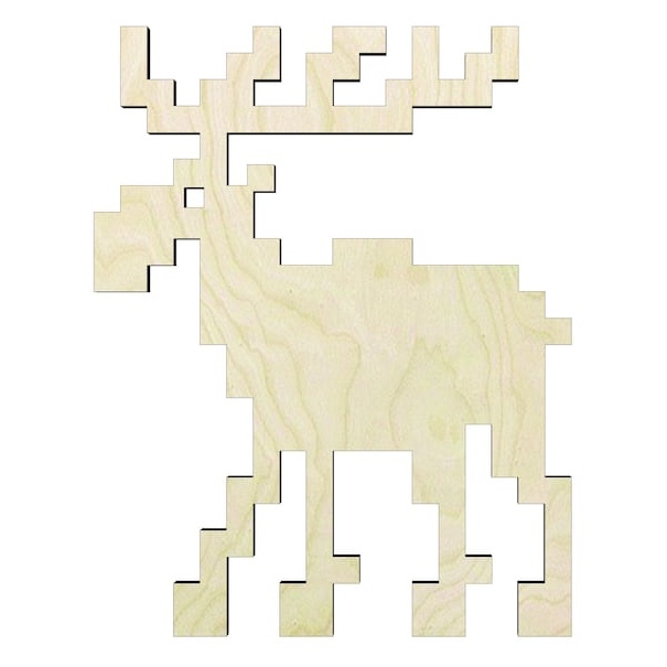 2"-24" Pixel Mooseor un Wood Cutout - wood cutout by Growing Tree Gallery