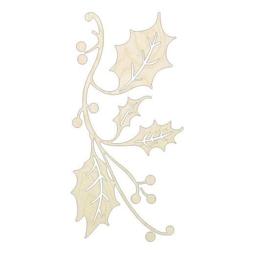 4"-20" Holly branch Wood Cutout - wood cutout by Growing Tree Gallery