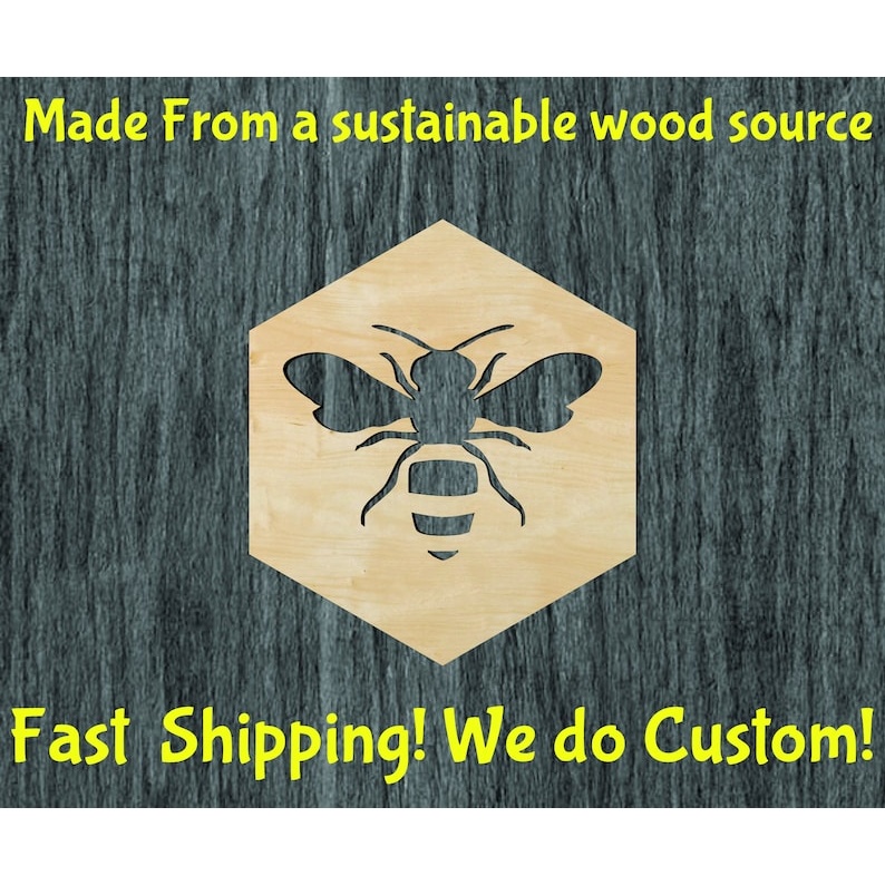 Bee wood cutout - wood cutout by Growing Tree Gallery