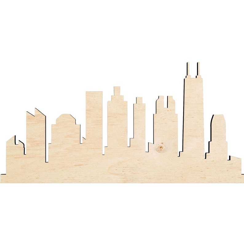 Chicago Skyline Cut Outs Wood Cutout - wood cutout by Growing Tree Gallery