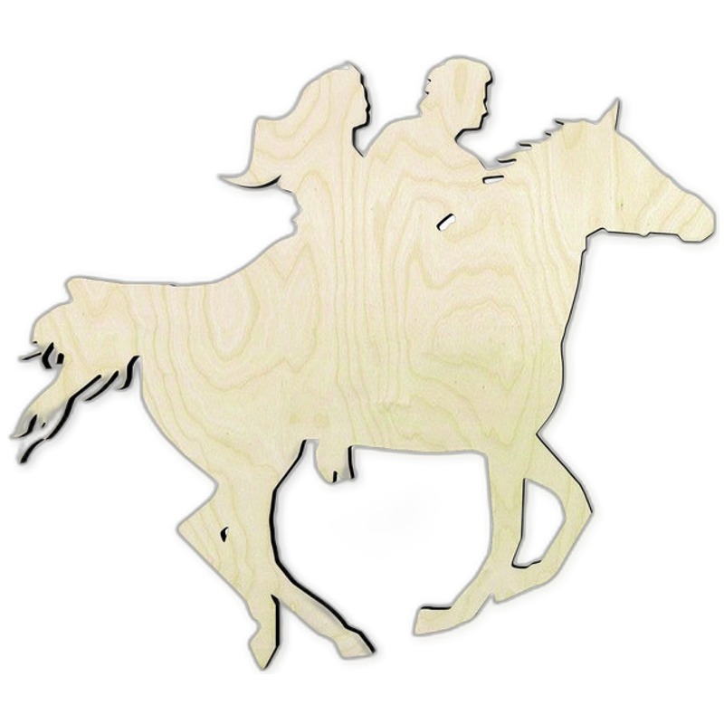 Couple Riding Horse Wood Cutout - wood cutout by Growing Tree Gallery