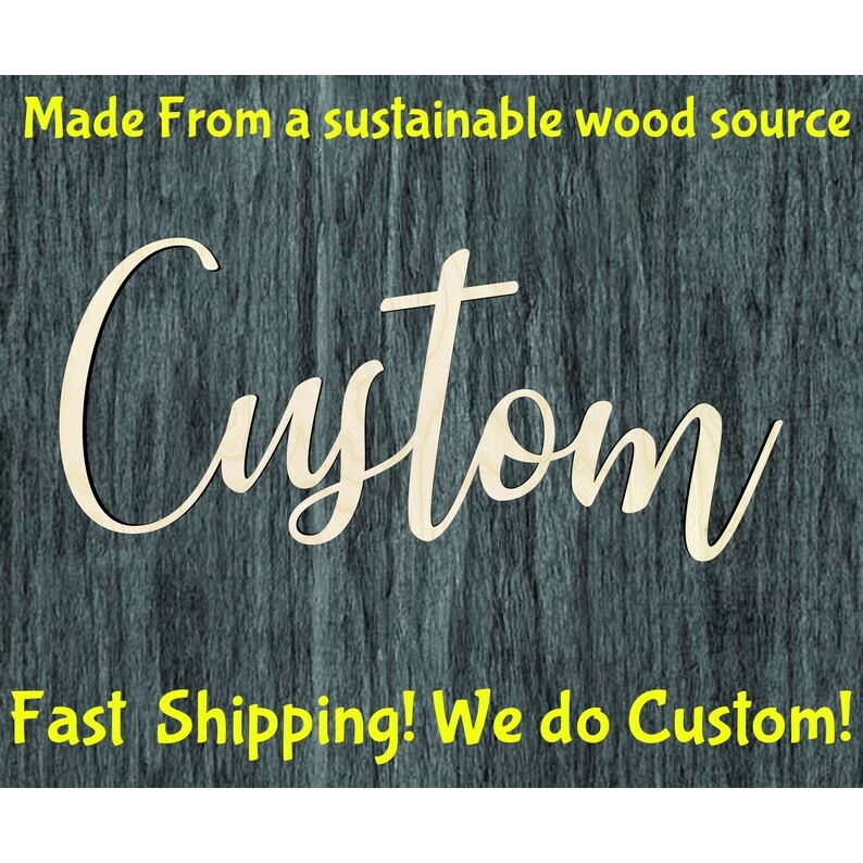 Custom Script word cutout - Multiple Sizes - wood cutout by Growing Tree Gallery