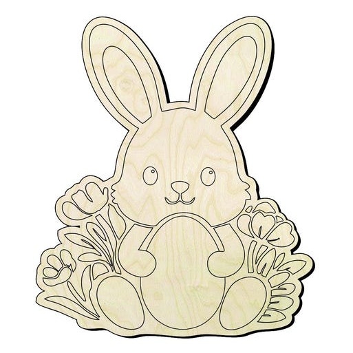 Engraved Easter Bunny Wood Cutout - wood cutout by Growing Tree Gallery