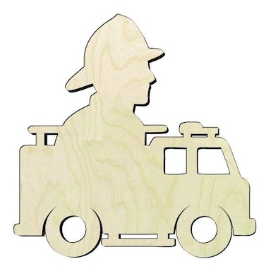 Firefighter Wood Cutout - wood cutout by Growing Tree Gallery