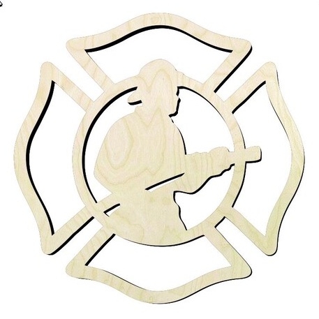 Firefighter Wood Cutout - wood cutout by Growing Tree Gallery