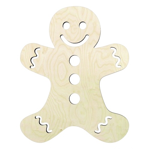 Gingerbread man - Multiple Sizes wood Wood Cutout - wood cutout by Growing Tree Gallery