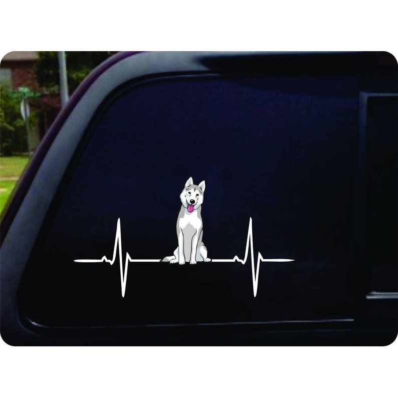 Heart beat husky sticker -Multiple Sizes - vinyl decal by Growing Tree Gallery