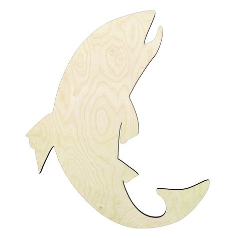Jumping Fish -Multiple Sizes Wood Cutout - wood cutout by Growing Tree Gallery