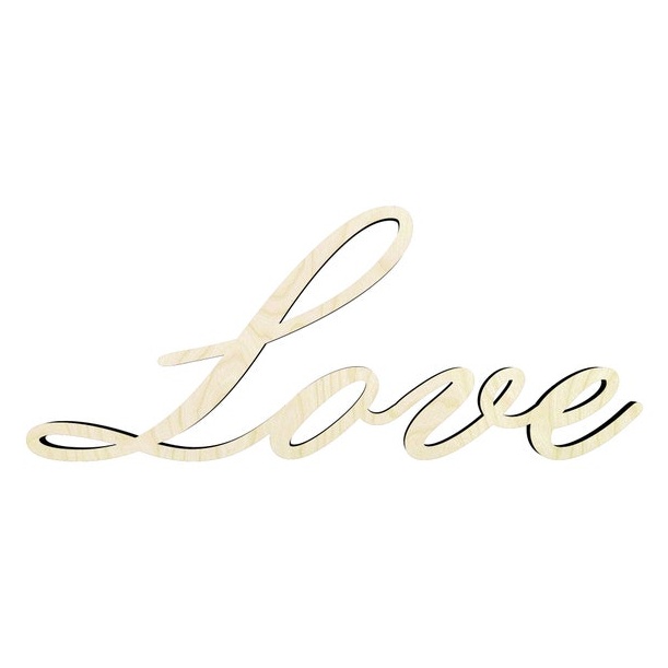 Love Script - Multiple Sizes Unfinished Wood Cutout - wood cutout by Growing Tree Gallery
