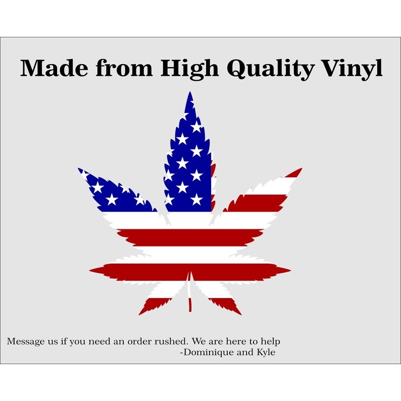 Marijuana Leaf America Decal - Multiple Sizes Laptop sticker - Outdoor Vinyl - Car Decal - Helmet... - vinyl decal by Growing Tree Gallery