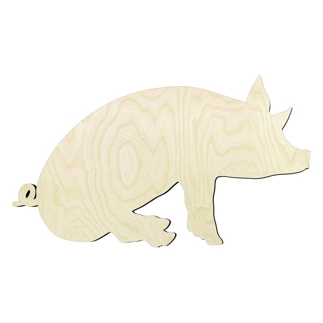 Pig Sitting -Multiple Sizes Wood Cutout - wood cutout by Growing Tree Gallery