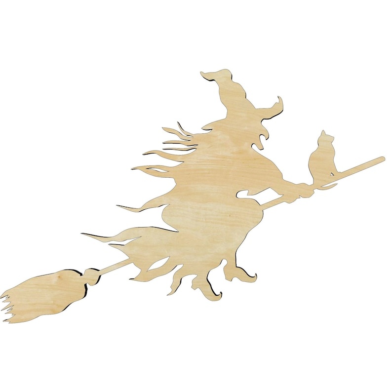 Witch broomstick -Multiple Sizesor unsanded - Halloween art pr... Wood Cutout - wood cutout by Growing Tree Gallery